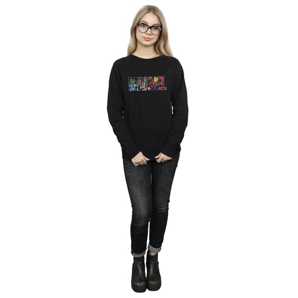 Marvel Comics Dam/Kvinnor Infill Logo Sweatshirt XXL Svart Black XXL