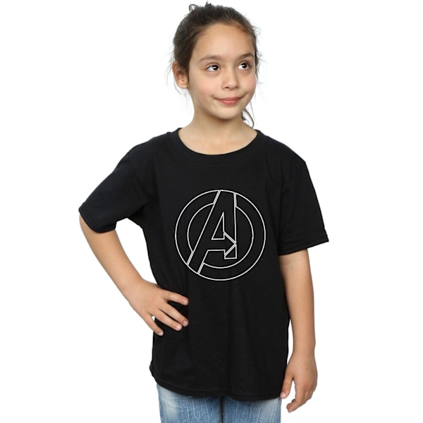 Marvel Girls Avengers Assemble A Logo Outline Bomull T-shirt 7- Black 7-8 Years