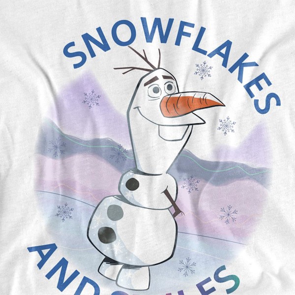 Frozen Unisex Vuxen Olaf Snöflingor och Leenden T-Shirt M Vit White M