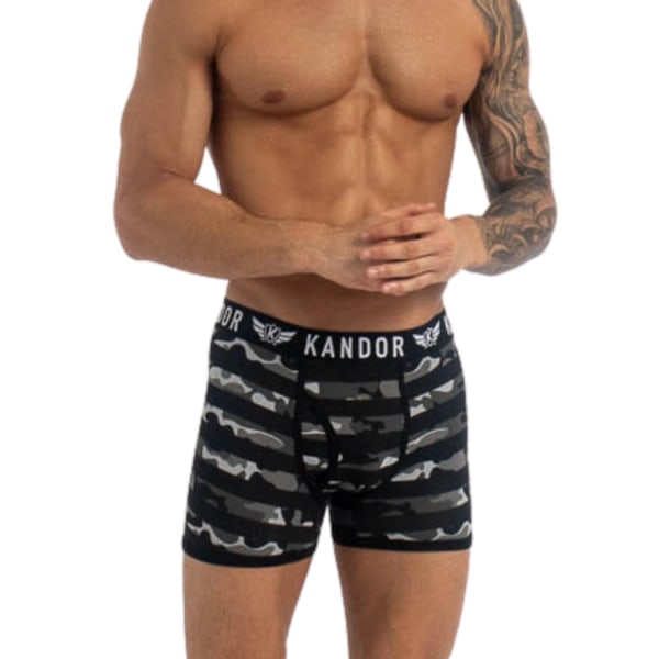 Kandor Herr Camobee Bambus Boxer Shorts (5-pack) L Grå Grey L