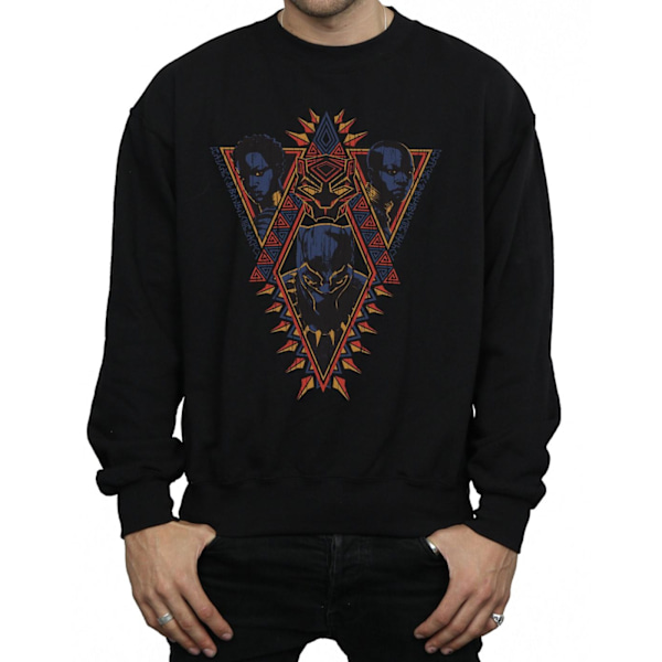 Marvel Herr Svart Panter Tribal Heads Sweatshirt M Svart Black M