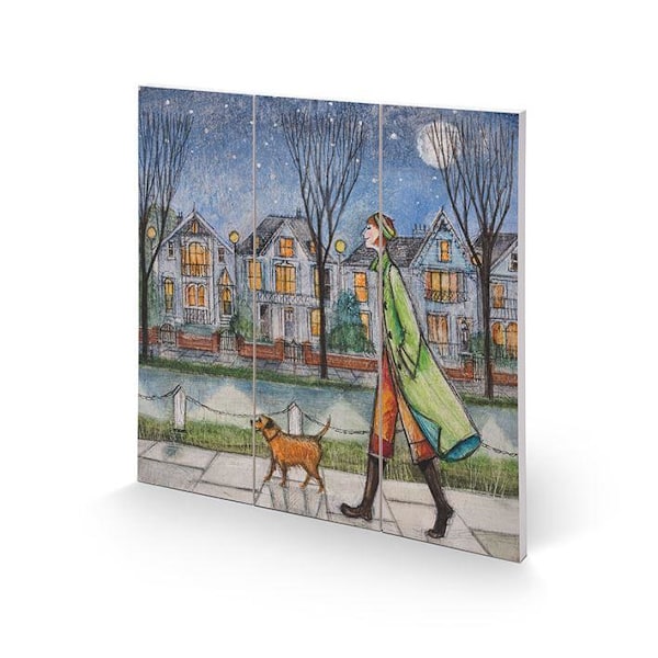 Joe Ramm I Månens Skens Trätryck 30cm x 30cm Blå/G Blue/Green/Brown 30cm x 30cm