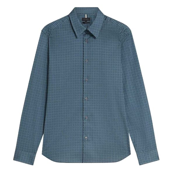 Ted Baker Herr Geometrisk Långärmad Skjorta XL Marinblå Navy XL