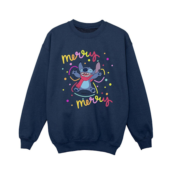 Disney Boys Lilo & Stitch Merry Rainbow Sweatshirt 9-11 år N Navy Blue 9-11 Years