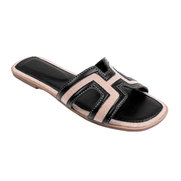 Where's That From Dam/Damer Surge Cut Out Instep Strap Flat Black 3 UK