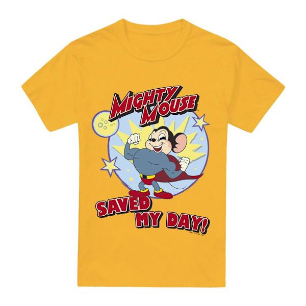 Mighty Mouse Herr Dag Vintage T-Shirt M Guld Gold M