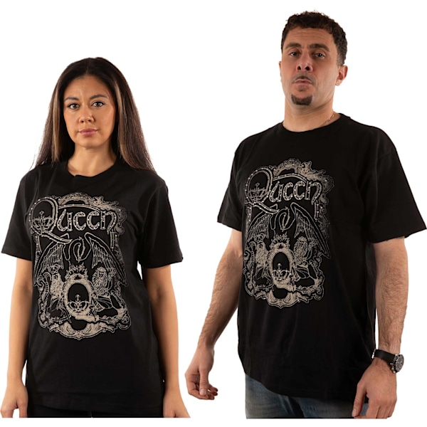 Queen Unisex Vuxen Ornate Crest Prydd T-Shirt XXL Svart Black XXL