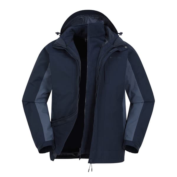 Mountain Warehouse Mens Thunderstorm 3 i 1 Vattentät Jacka 3 Dark Blue 3XL