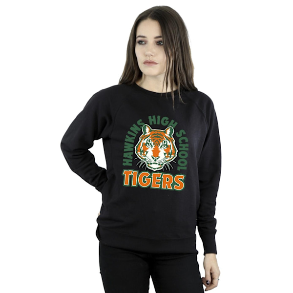 Netflix Dam/Kvinnor Stranger Things Hawkins Arch Tiger Sweatshirt Black XXL