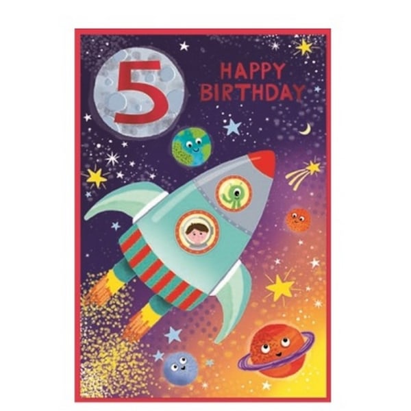 Simon Elvin Raket 5-årsdag Grattiskort (6-pack) En Multicoloured One Size