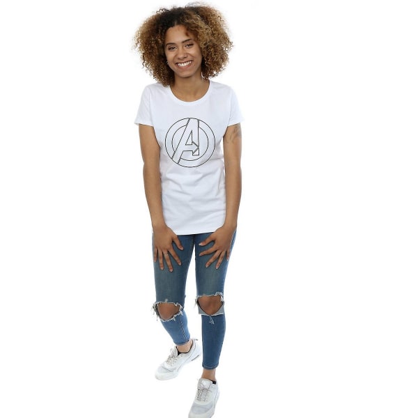 Marvel Avengers Womens/Ladies Outline T-shirt med logotyp i bomull M Bla Black/White M
