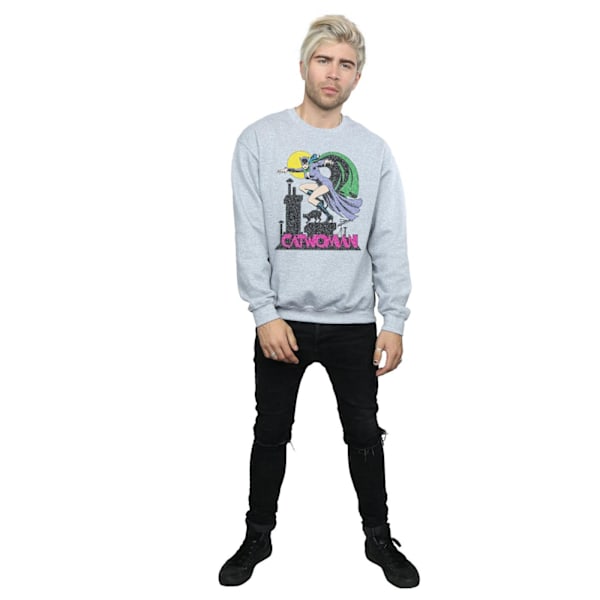 DC Comics Catwoman Crackle Logo Sweatshirt S Sports Grey för män Sports Grey S