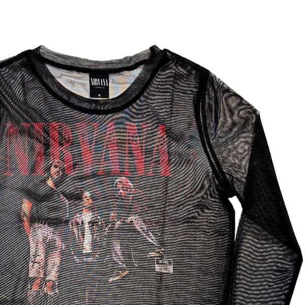 Nirvana In Utero Bandfoto Mesh-tröja med lång ärm för dam Black M