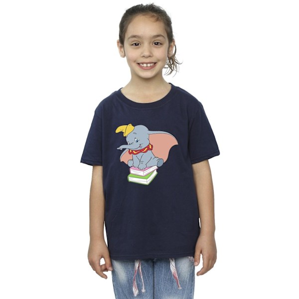 Disney Girls Dumbo Sitting On Books Bomull T-Shirt 3-4 År Marinblå Navy Blue 3-4 Years
