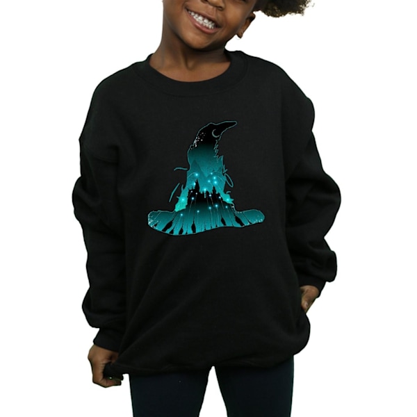 Harry Potter Hogwarts Silhouette Sweatshirt för flickor 9-11 år Bl Black 9-11 Years