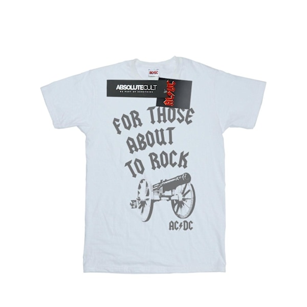 AC/DC Dam/Kvinnor För Dem Som Ska Rocka Cannon Bomull Pojkvän T-Shirt White M