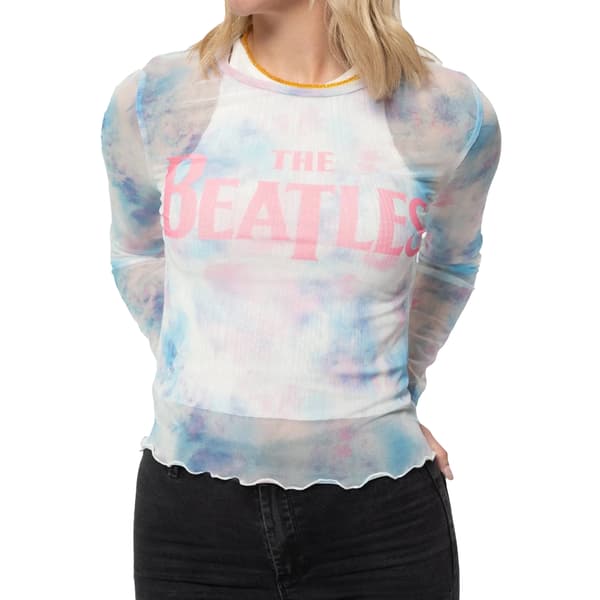 The Beatles Dam/Kvinnor Logotyp Mesh Långärmad Crop Top M Vit White M