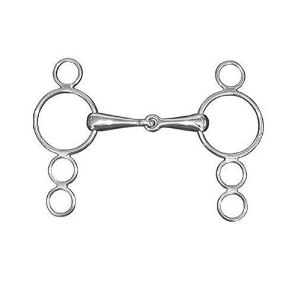 Lorina Single Jointed 3 Ring Horse Gag 4.5in Silver Silver 4.5in