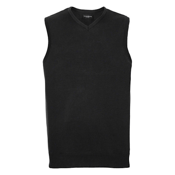 Russell Collection Herr Knitted V-hals Sleeveless Sweatshirt 4X Charcoal Marl 4XL