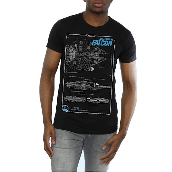 Star Wars Mens Force Awakens Millennium Falcon Manual T-Shirt M Black M