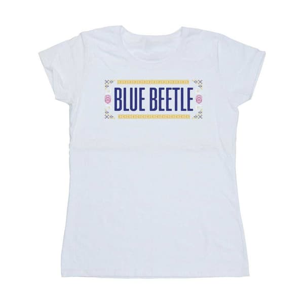 Blue Beetle Dam/Dam Mönstrad Bomullslogotyp T-shirt M Vit White M