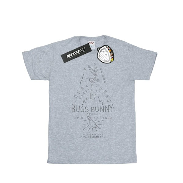 Looney Tunes Dam/Damer Bugs Bunny A Wild Hare Bomull Boyfriend T-Shirt Sports Grey 3XL