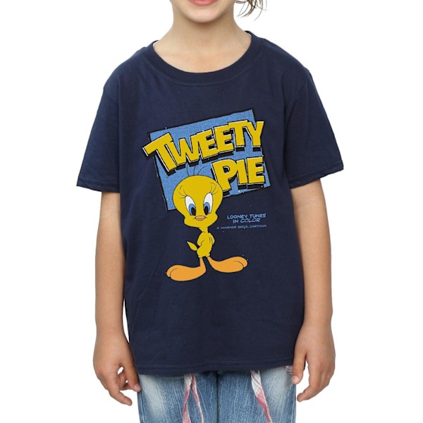 Looney Tunes Girls Tweety Pie Bomull T-shirt 7-8 år Marinblå Navy Blue 7-8 Years