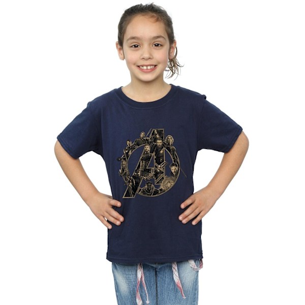 Marvel Girls Avengers Infinity War Marvel Logo Bomull T-shirt 7 Navy Blue 7-8 Years