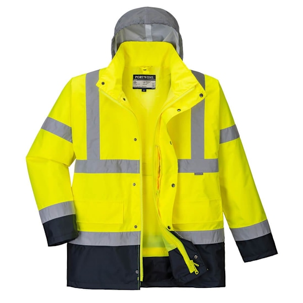 Portwest Hi-Vis 4-i-1 Trafikjacka för Herrar S Gul/Marinblå Yellow/Navy S