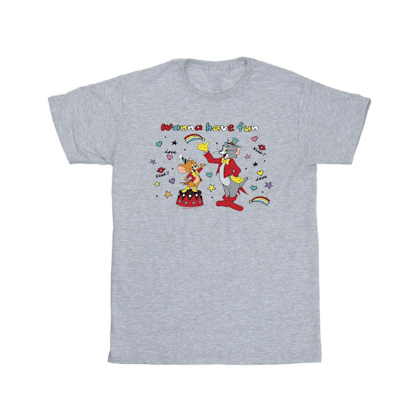 Tom And Jerry Girls Wanna Have Fun Bomull T-shirt 7-8 År Spo Sports Grey 7-8 Years