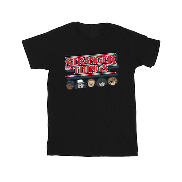 Netflix Girls Stranger Things Caricature Logo Bomull T-shirt 7- Black 7-8 Years