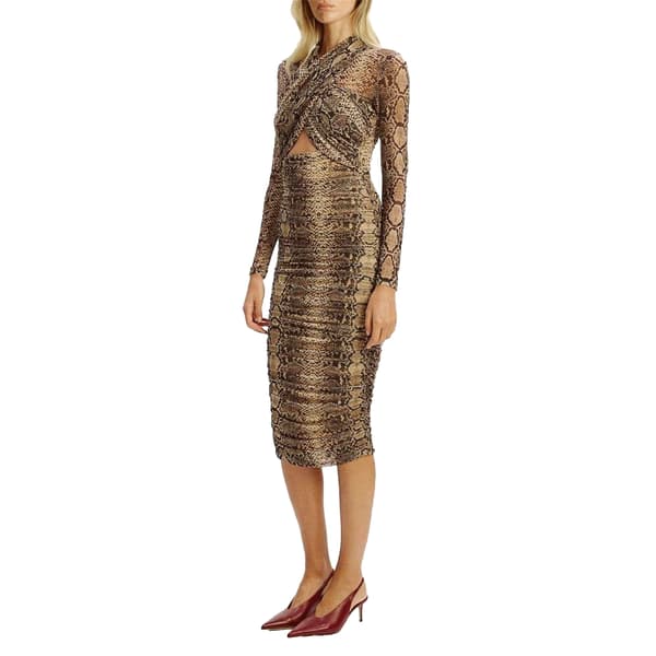 Bardot Dam/Dam Aliyah Ormmönstrad Bodycon Omlottklänning S Na Natural Snake S