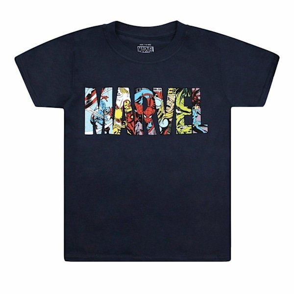 Marvel Barn T-shirt med logotyp för pojkar 7-8 år Marinblå Navy 7-8 Years