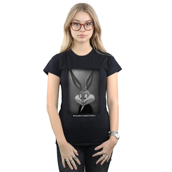 Looney Tunes Dam/Damer Bugs Bunny Yougottabekiddin Bomull T-shirt Black S