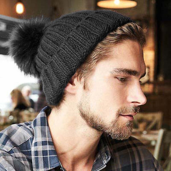 Beechfield Unisex Verbier Fur Pom Pom Chunky Beanie One size Bl Black One size