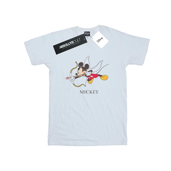 Disney Womens/Ladies Mickey Mouse Love Cherub Cotton Boyfriend White M