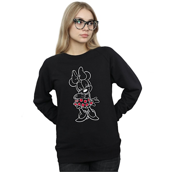 Disney Dam/Kvinnor Minnie Mouse Kontur Prickig Sweatshirt Black M