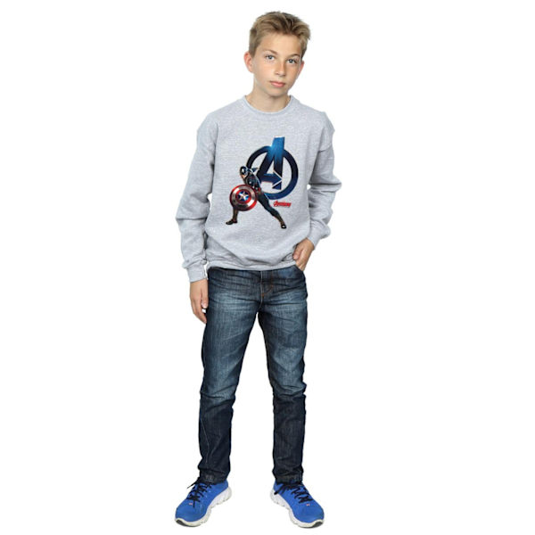Marvel Boys Captain America Pose Sweatshirt 12-13 år Sport Sports Grey 12-13 Years