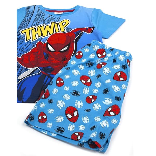 Spider-Man Boys Thwamm Comic Bomull Kort Pyjamas Set 3-4 År Blue 3-4 Years
