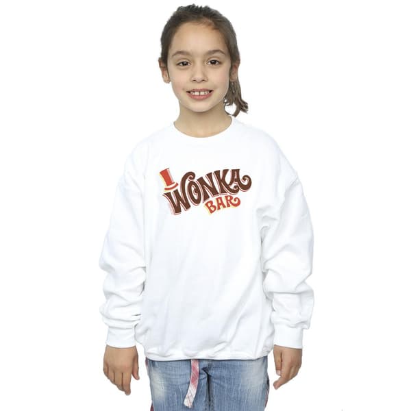 Willy Wonka Flickor Bar Logotyp Tröja 3-4 År Vit White 3-4 Years
