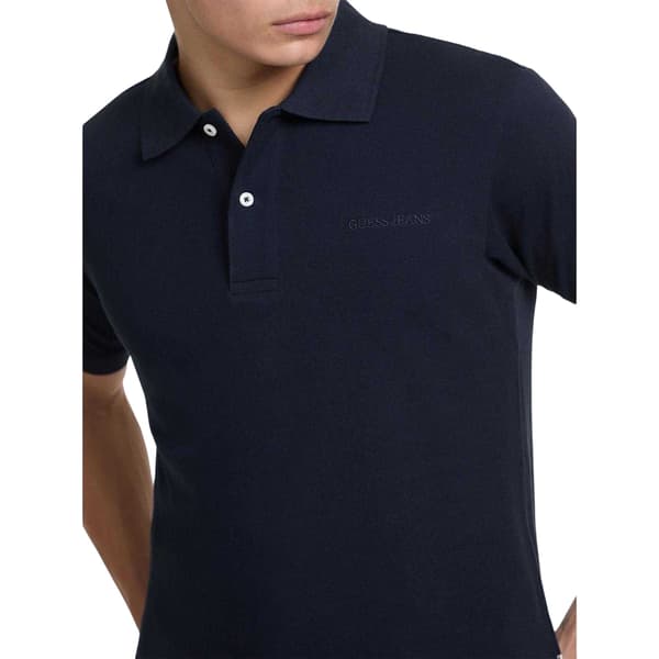 Guess Herr Broderad Logotyp Kortärmad Pikétröja M Ocean Blå Ocean Blue M