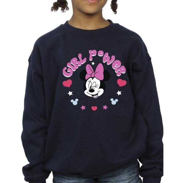 Disney Girls Minnie Mouse Girl Power Sweatshirt 12-13 år Nav Navy Blue 12-13 Years