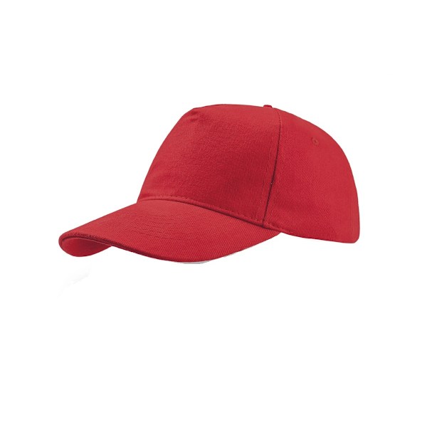 Atlantis Liberty Five Buckle Heavy Brush Cotton 5 Panel Cap One Red One Size