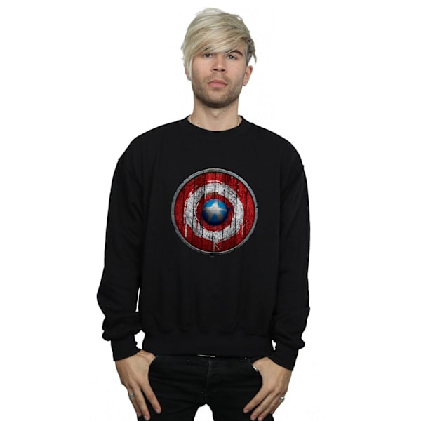 Marvel Herr Captain America Träsköld Sweatshirt 4XL Svart Black 4XL