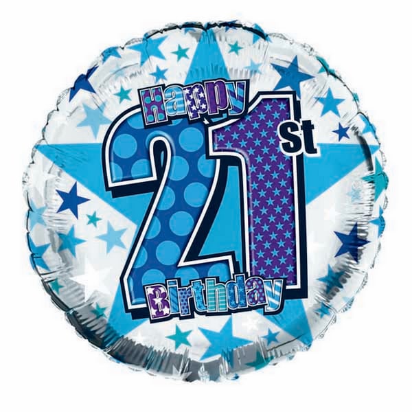 Simon Elvin Stjärnmönster Grattis på 21-årsdagen Folieballong One S Silver/Blue One Size