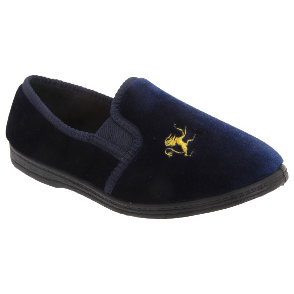 Sleepers Barn Pojkar Kyle Lion Motiv Twin Gusset Slippers 11 UK J Navy Blue 11 UK Junior