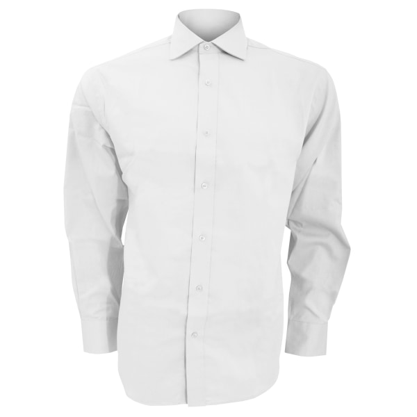 Kustom Kit Herr Superior Oxford Långärmad Skjorta 15,5 tum Vit White 15.5inch