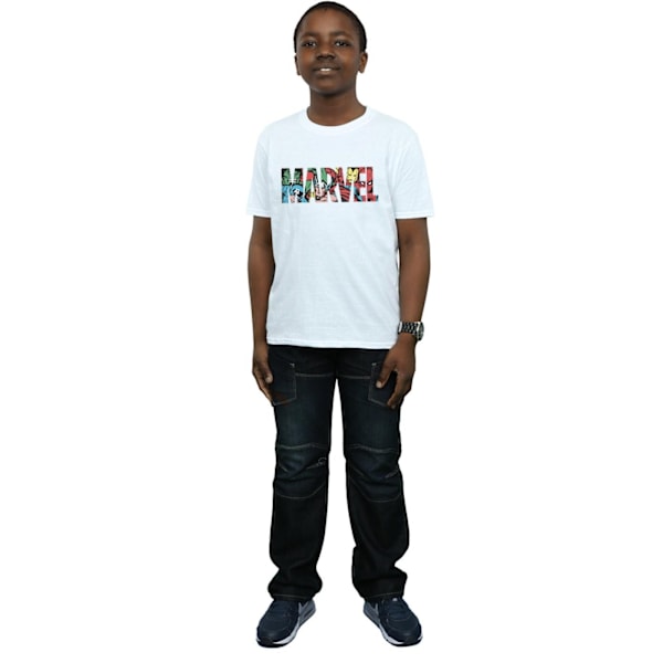 Marvel Comics Boys Logo Character Infill T-Shirt 9-11 år Vit White 9-11 Years