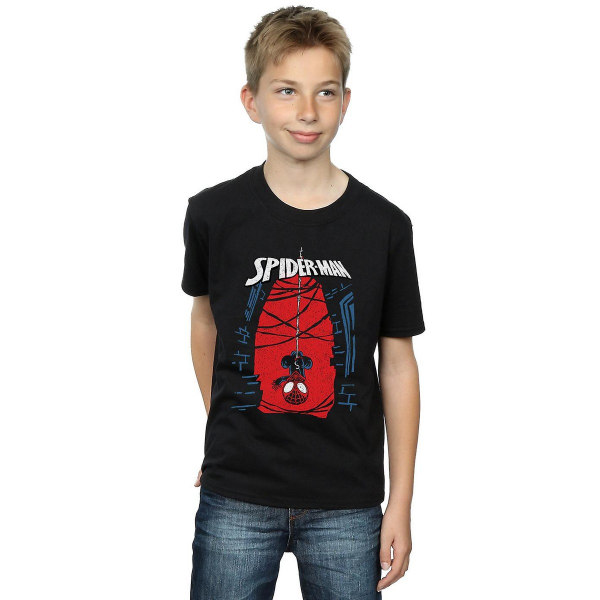 Spider-Man Boys Hängande bomull T-shirt 9-11 år Svart Black 9-11 Years