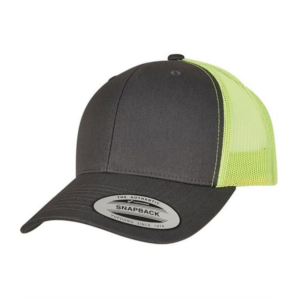 Flexfit Unisex Adult Two Tone Trucker Cap One Size Charcoal Grå Charcoal Grey/Neon Green One Size